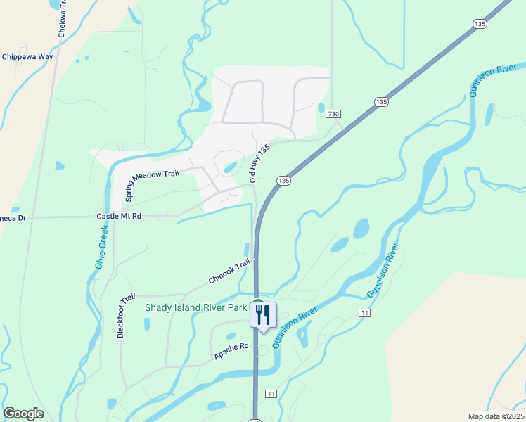 map of restaurants, bars, coffee shops, grocery stores, and more near 3000 Colorado 135 in Gunnison