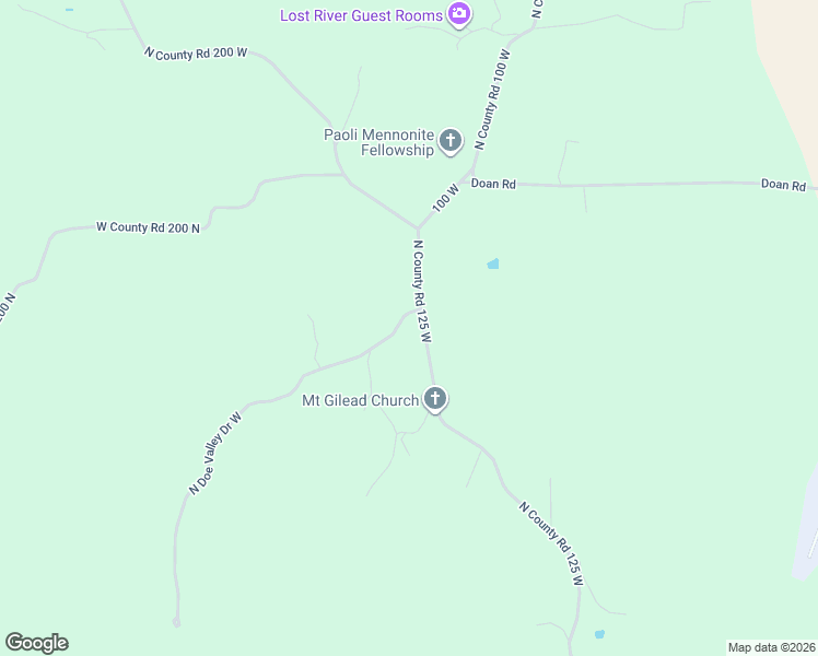 map of restaurants, bars, coffee shops, grocery stores, and more near 2099 North 125 West in Paoli