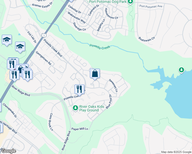 map of restaurants, bars, coffee shops, grocery stores, and more near 16837 Brandy Moor Loop in Woodbridge