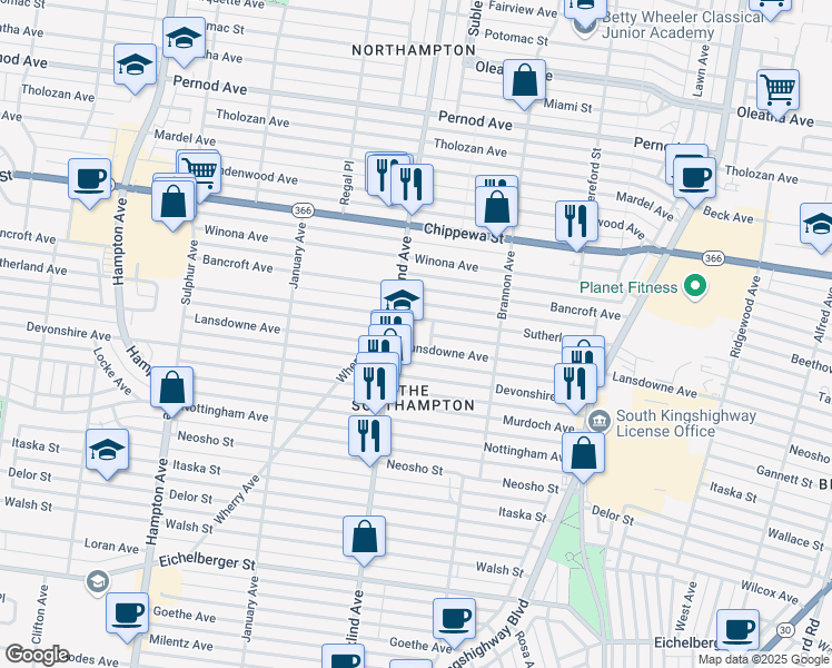 map of restaurants, bars, coffee shops, grocery stores, and more near 5319 Lansdowne Avenue in St. Louis