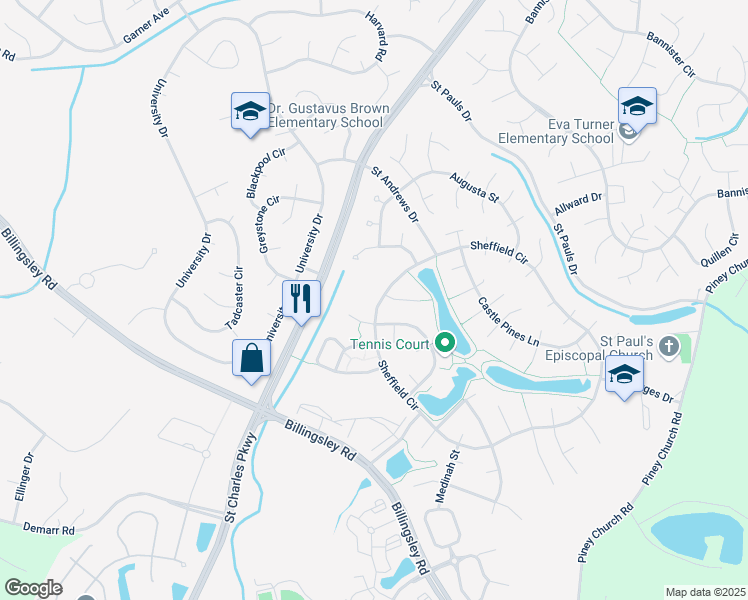 map of restaurants, bars, coffee shops, grocery stores, and more near 4639 Sheffield Circle in Waldorf