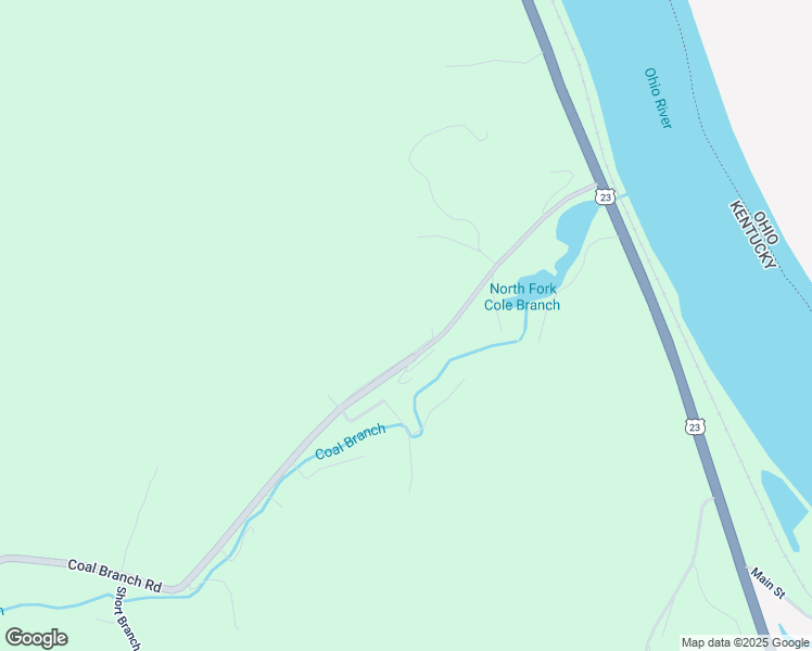 map of restaurants, bars, coffee shops, grocery stores, and more near Coal Branch Road in Greenup
