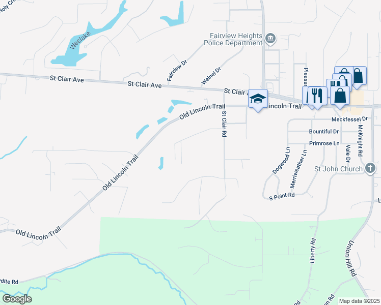map of restaurants, bars, coffee shops, grocery stores, and more near 500 Judith Ann Place in Fairview Heights