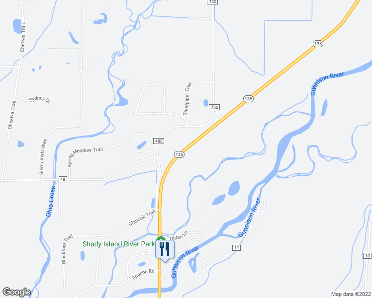 map of restaurants, bars, coffee shops, grocery stores, and more near 3000-3196 Colorado 135 in Gunnison
