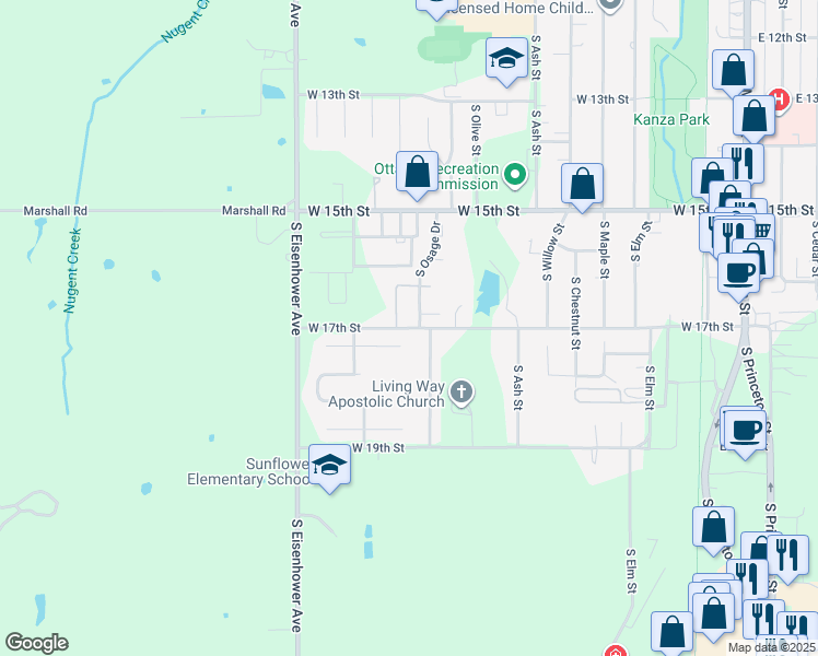 map of restaurants, bars, coffee shops, grocery stores, and more near 1141 West 17th Street in Ottawa