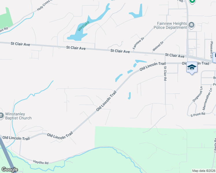 map of restaurants, bars, coffee shops, grocery stores, and more near 9837 Old Lincoln Trail in Fairview Heights