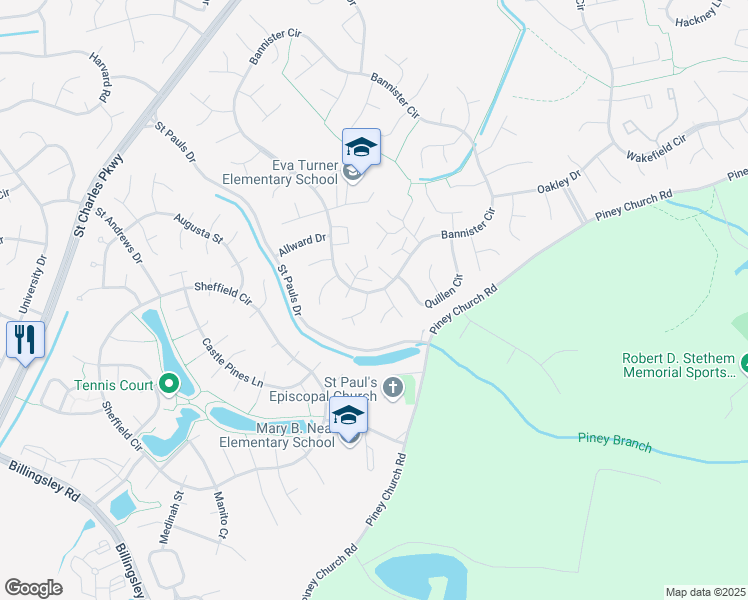 map of restaurants, bars, coffee shops, grocery stores, and more near 4822 Underwood Ct in Waldorf