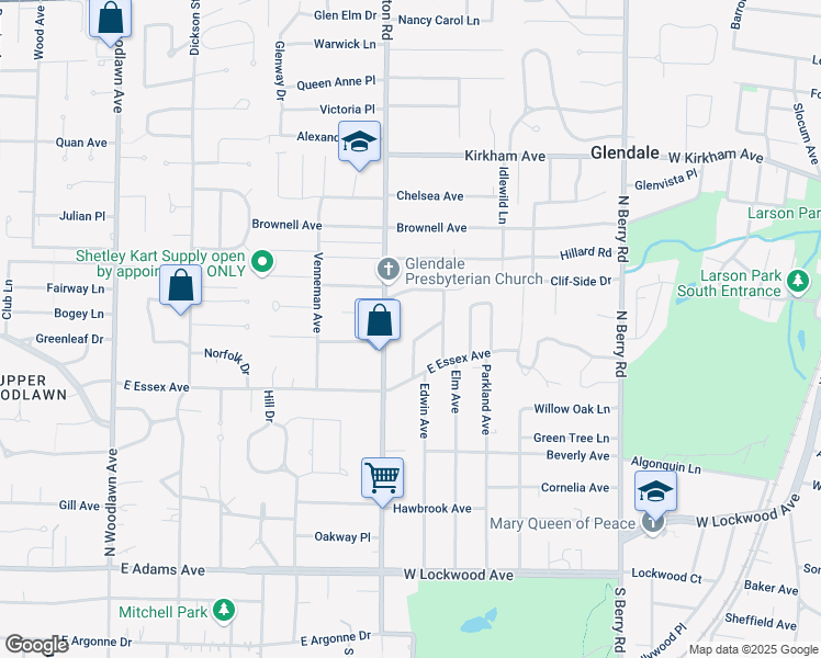 map of restaurants, bars, coffee shops, grocery stores, and more near 757 Edwin Avenue in Saint Louis