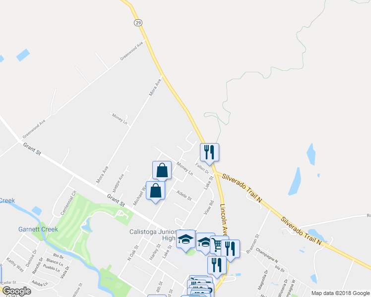 map of restaurants, bars, coffee shops, grocery stores, and more near 2015 Tablerock Court in Calistoga