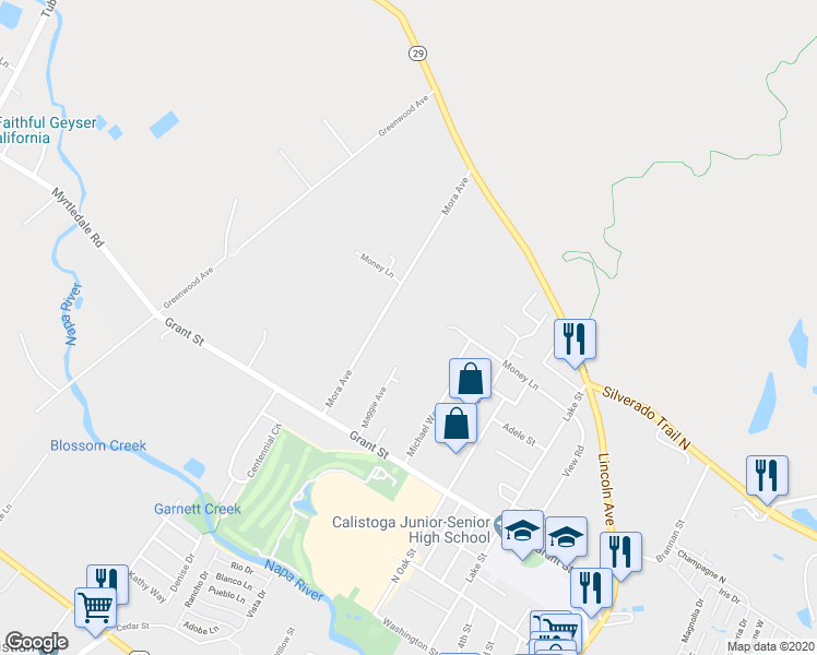 map of restaurants, bars, coffee shops, grocery stores, and more near 2006 Mora Avenue in Calistoga
