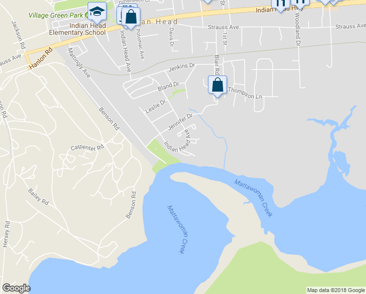 map of restaurants, bars, coffee shops, grocery stores, and more near 812 Indian Head Avenue in Indian Head
