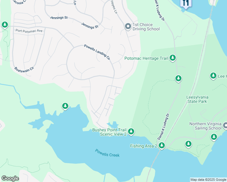 map of restaurants, bars, coffee shops, grocery stores, and more near 16652 Bolling Brook Court in Woodbridge