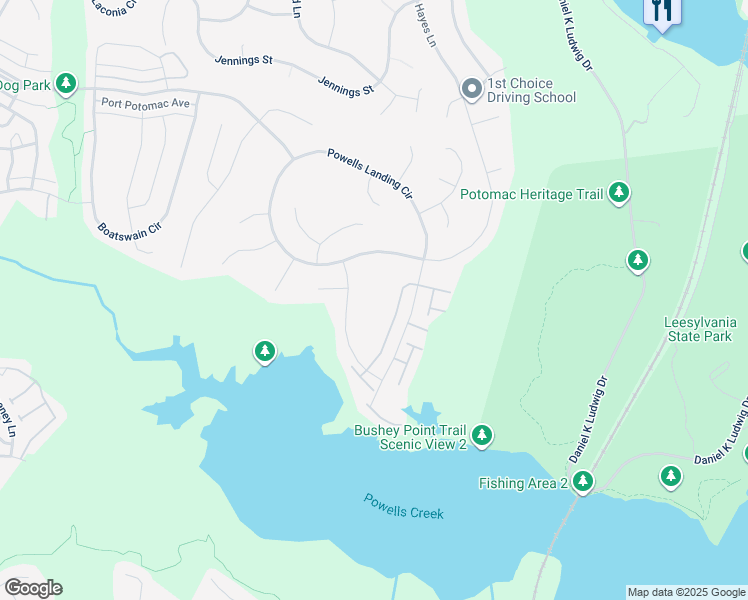 map of restaurants, bars, coffee shops, grocery stores, and more near 1885 Powells Landing Circle in Woodbridge