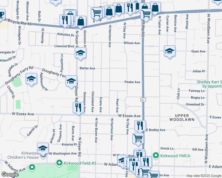 map of restaurants, bars, coffee shops, grocery stores, and more near 249 West Jewel Avenue in St. Louis