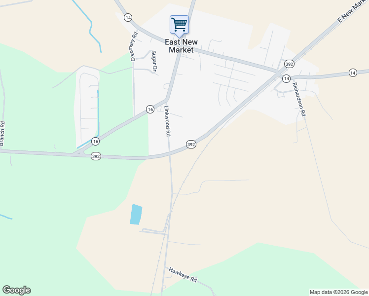 map of restaurants, bars, coffee shops, grocery stores, and more near East New Market Bypass in East New Market