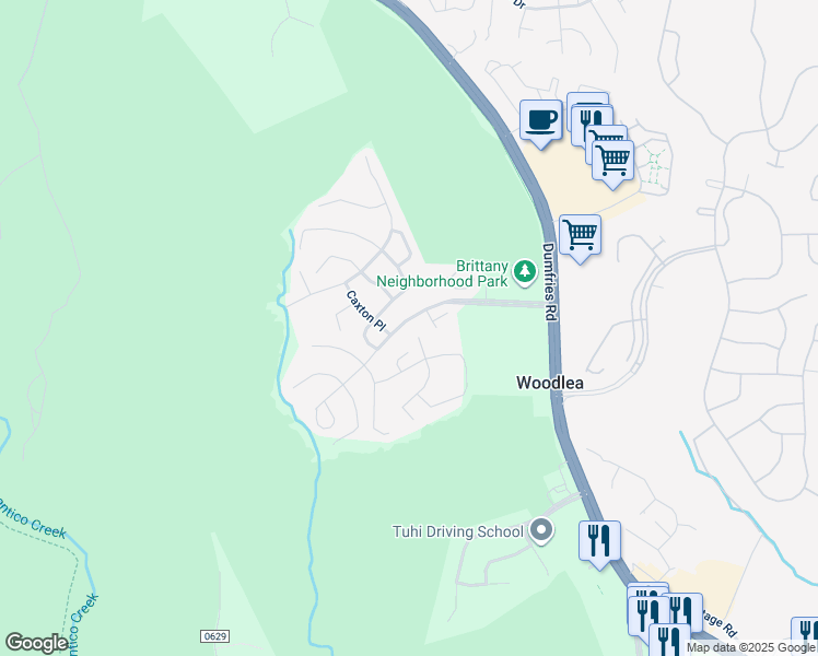 map of restaurants, bars, coffee shops, grocery stores, and more near 4261 Exeter Drive in Dumfries
