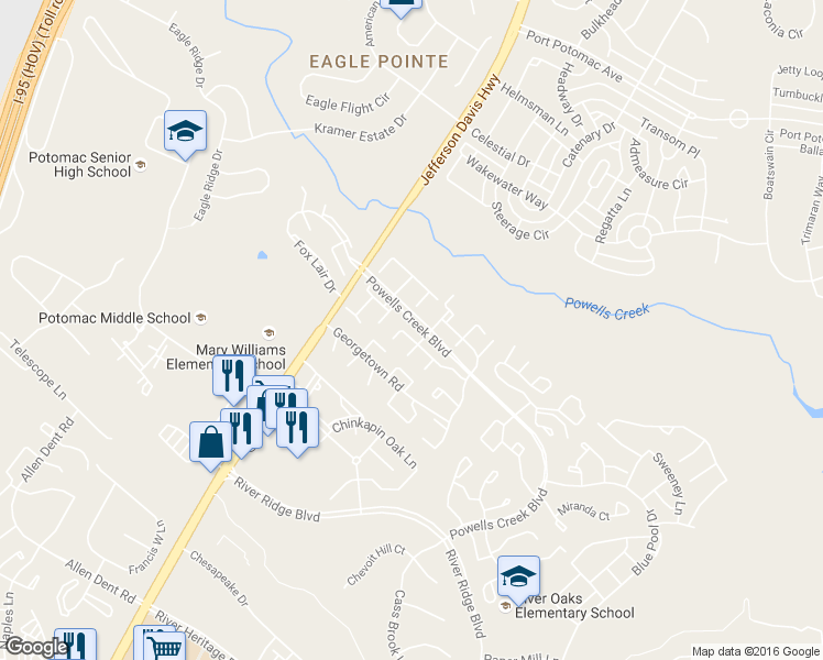 map of restaurants, bars, coffee shops, grocery stores, and more near 2850 Beechtree Lane in Woodbridge