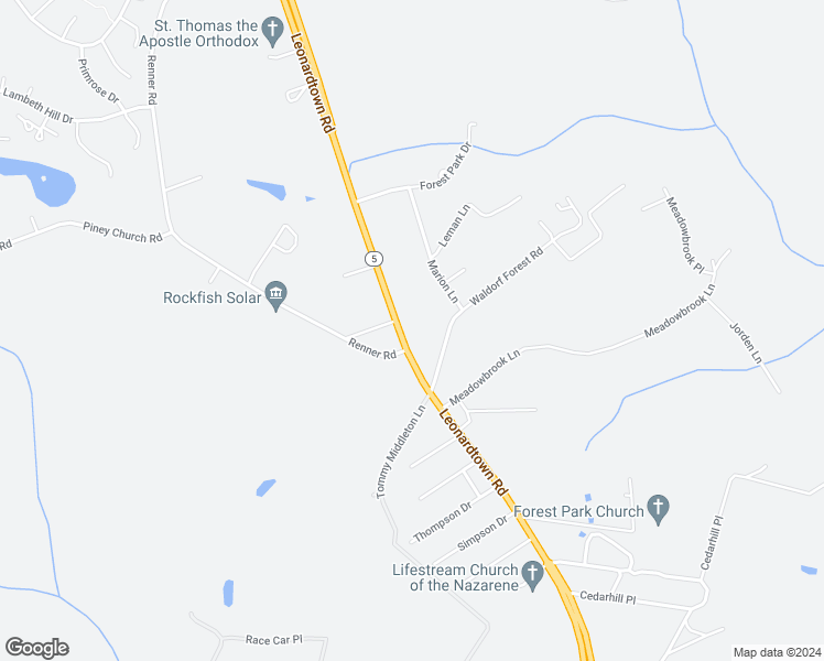 map of restaurants, bars, coffee shops, grocery stores, and more near 4758 Leonardtown Road in Waldorf