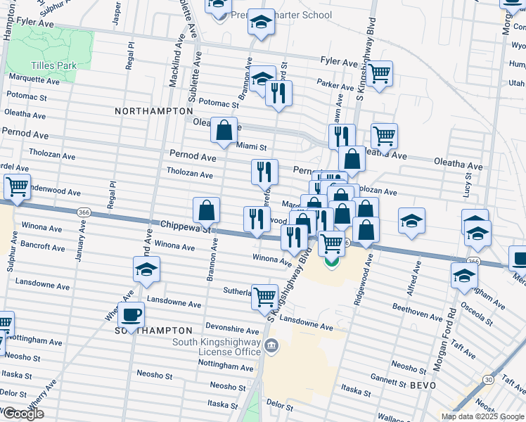 map of restaurants, bars, coffee shops, grocery stores, and more near 3821 Hereford Street in St. Louis