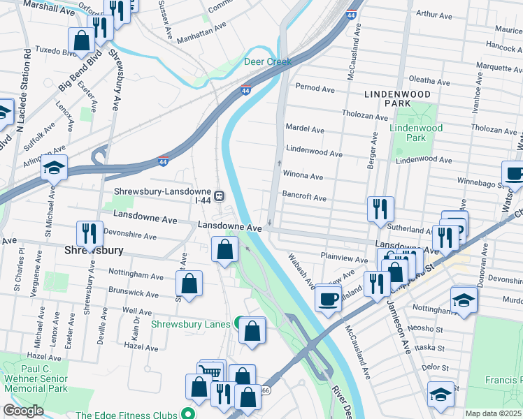 map of restaurants, bars, coffee shops, grocery stores, and more near 4309 Wabash Avenue in St. Louis