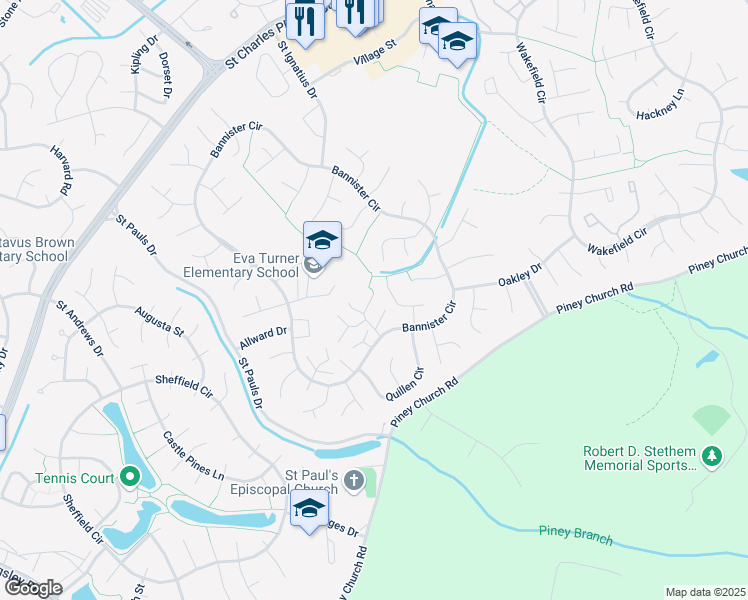 map of restaurants, bars, coffee shops, grocery stores, and more near 4533 Reeves Place in Waldorf