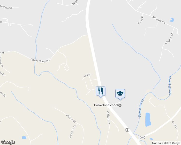 map of restaurants, bars, coffee shops, grocery stores, and more near 11 Well St in Huntingtown