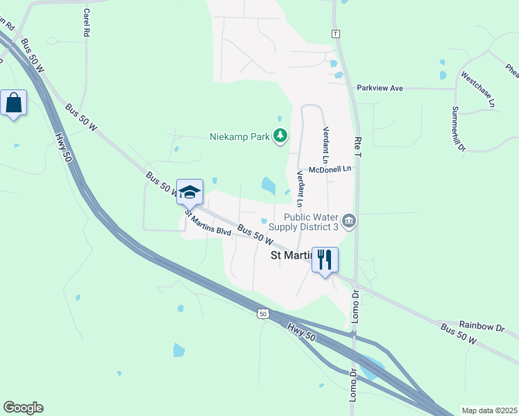 map of restaurants, bars, coffee shops, grocery stores, and more near 7006 Swanson Drive in Jefferson City