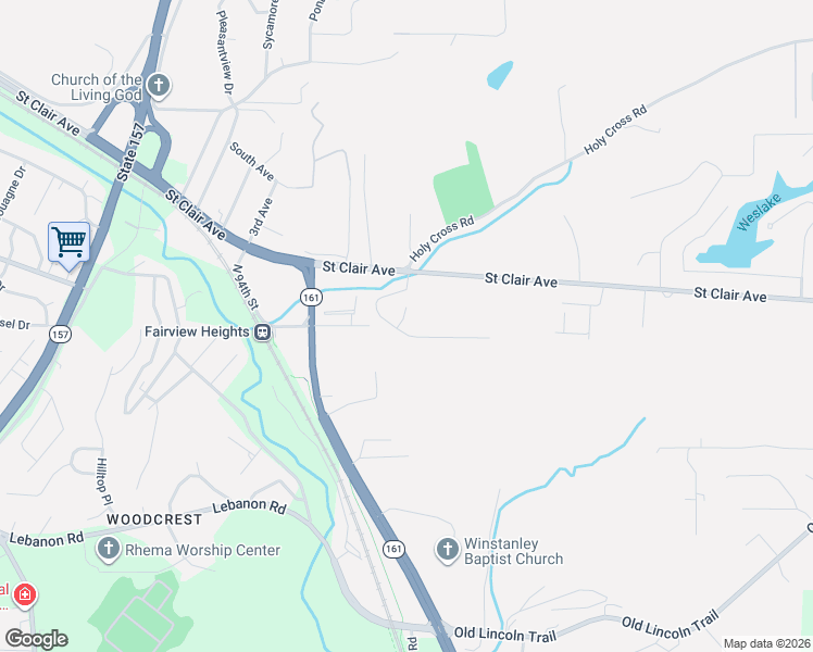 map of restaurants, bars, coffee shops, grocery stores, and more near 40 Montclair Drive in Fairview Heights