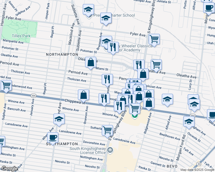 map of restaurants, bars, coffee shops, grocery stores, and more near 3705 Hereford Street in St. Louis