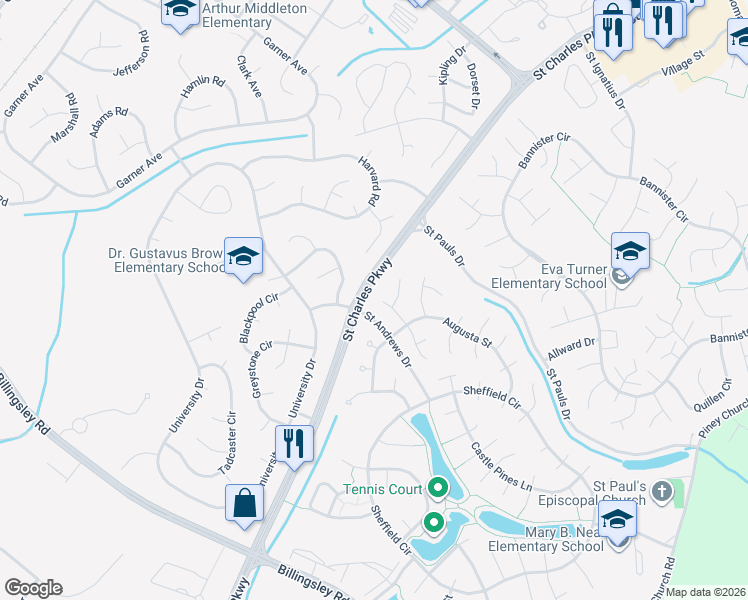map of restaurants, bars, coffee shops, grocery stores, and more near 11601 Bardmoor Court in Waldorf
