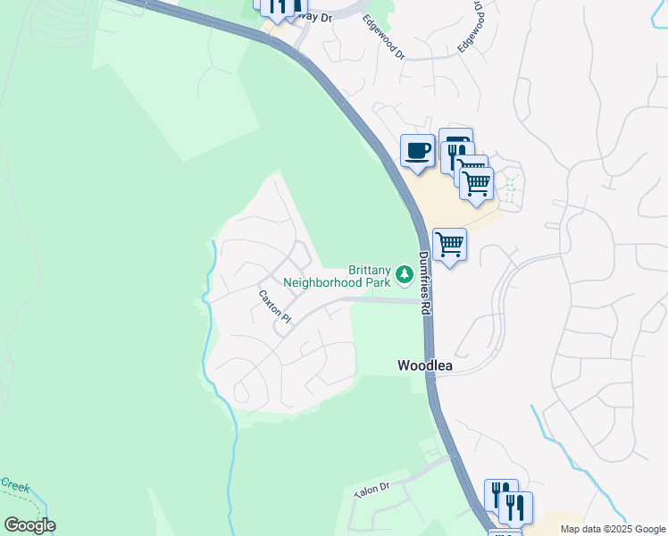 map of restaurants, bars, coffee shops, grocery stores, and more near 4306 Marhalt Place in Dumfries