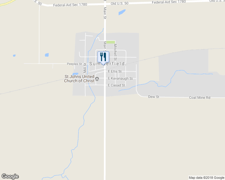 map of restaurants, bars, coffee shops, grocery stores, and more near 111 East Casad Street in Summerfield
