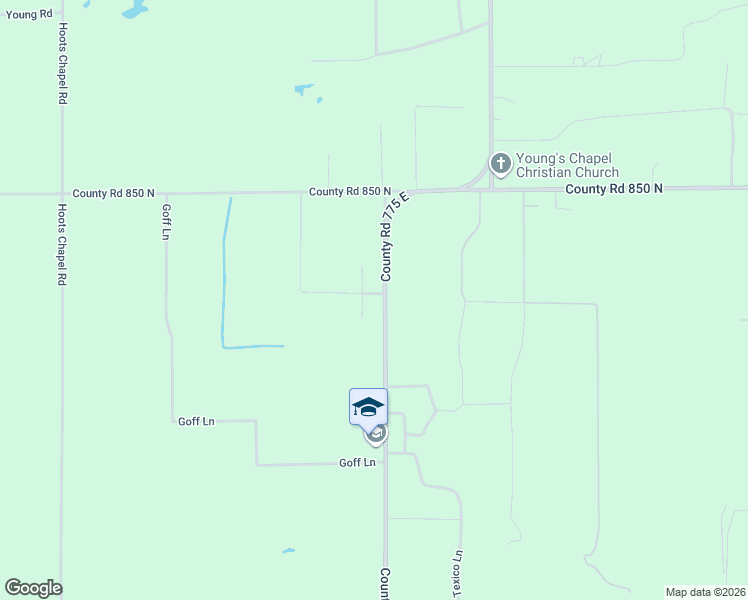 map of restaurants, bars, coffee shops, grocery stores, and more near 3293-3365 County Road 775 East in Salem