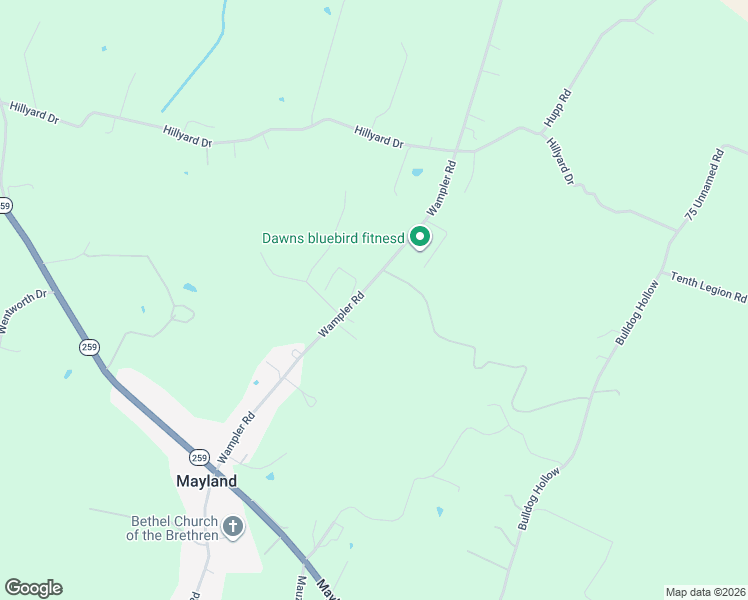 map of restaurants, bars, coffee shops, grocery stores, and more near 12066 Wampler Road in Broadway