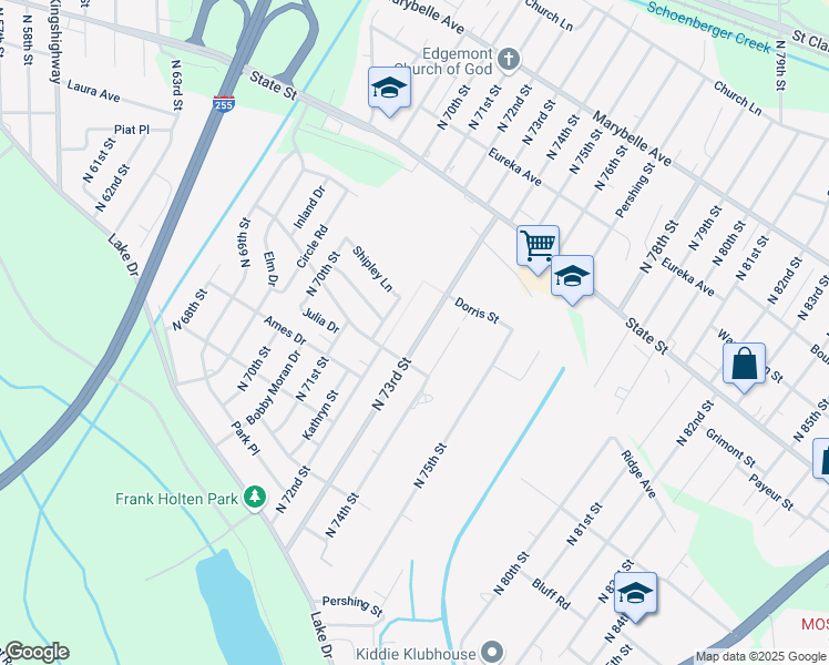 map of restaurants, bars, coffee shops, grocery stores, and more near 469 North 73rd Street in East St. Louis