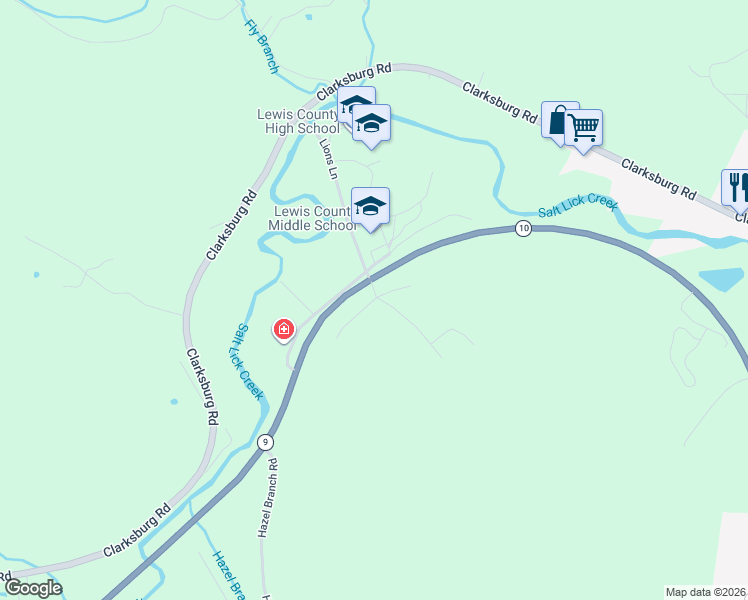 map of restaurants, bars, coffee shops, grocery stores, and more near 267 Lions Lane in Vanceburg