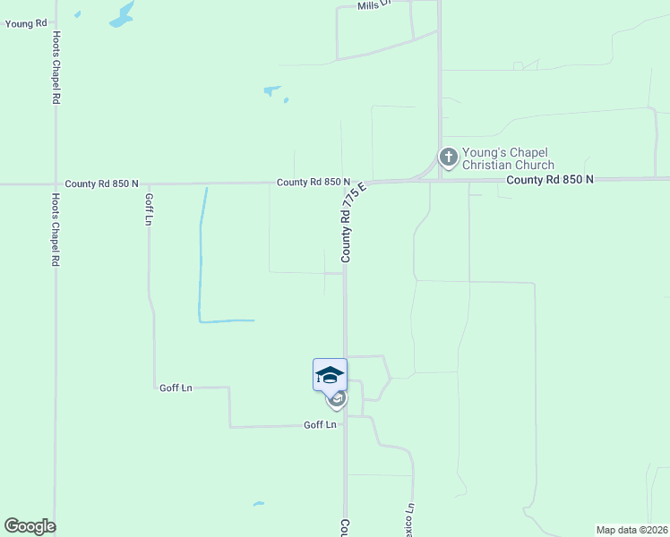 map of restaurants, bars, coffee shops, grocery stores, and more near 3293-3365 County Road 775 East in Salem