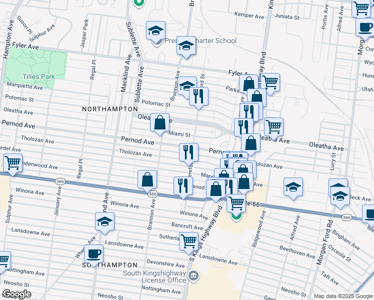 map of restaurants, bars, coffee shops, grocery stores, and more near 3540 Hereford Street in St. Louis