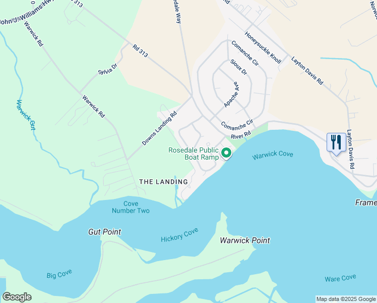 map of restaurants, bars, coffee shops, grocery stores, and more near 33 Crepe Myrtle Drive in Millsboro