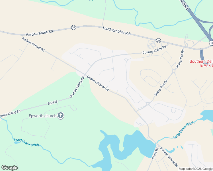 map of restaurants, bars, coffee shops, grocery stores, and more near 23661 Godwin School Road in Millsboro