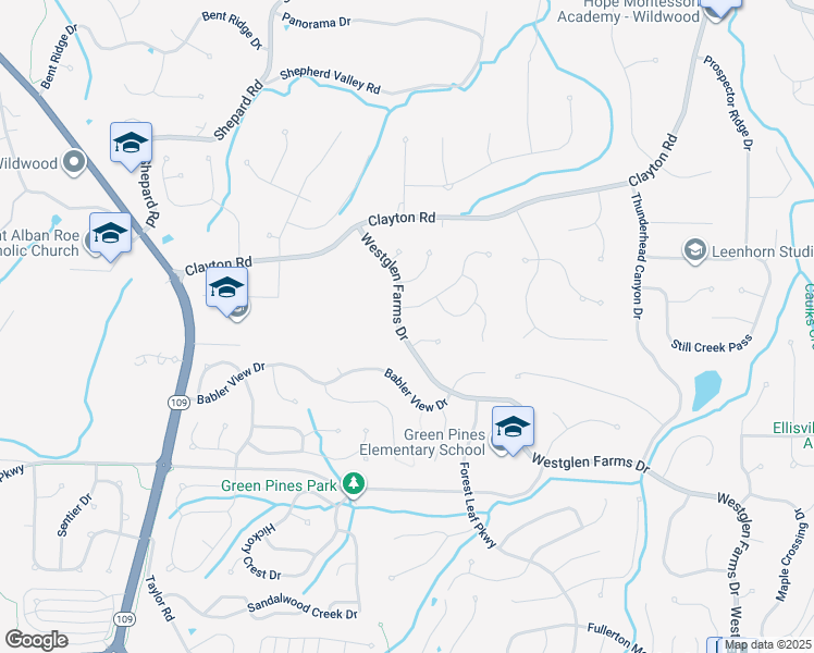 map of restaurants, bars, coffee shops, grocery stores, and more near 16814 Westglen Farms Drive in Ballwin