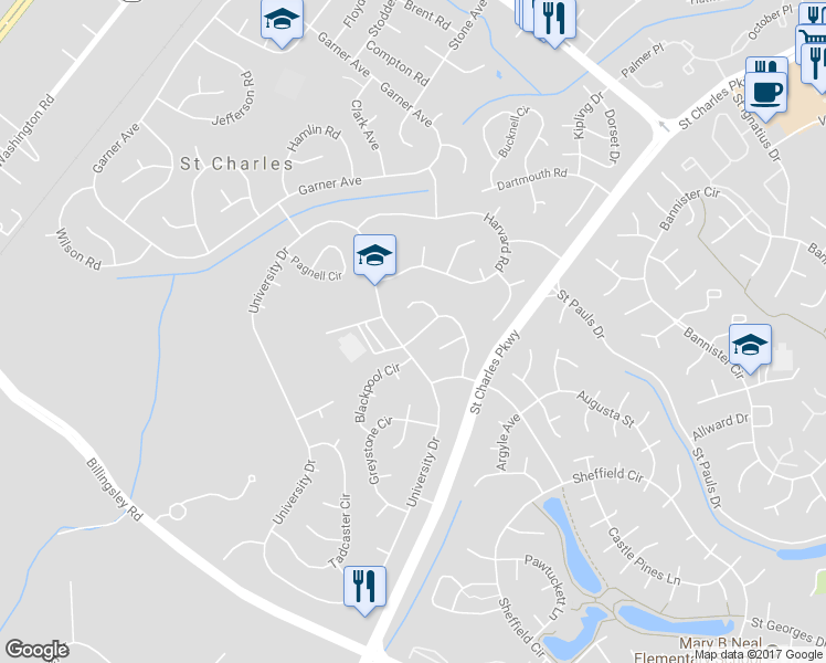 map of restaurants, bars, coffee shops, grocery stores, and more near 4 Mooncoin Circle in Waldorf