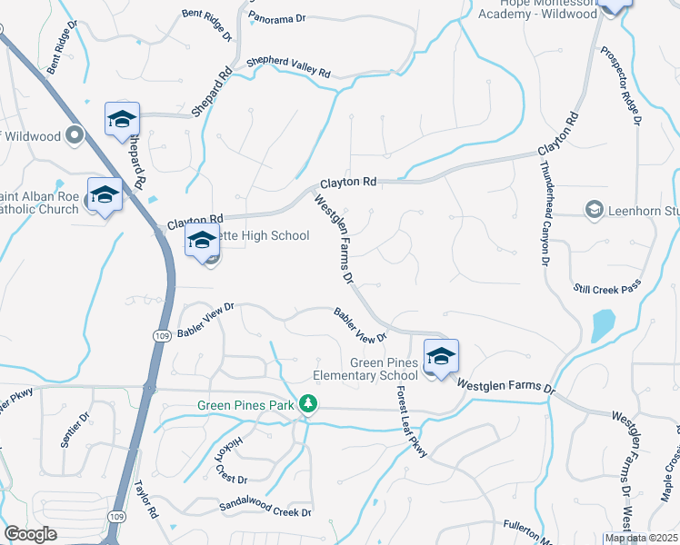 map of restaurants, bars, coffee shops, grocery stores, and more near 16814 Westglen Farms Drive in Ballwin