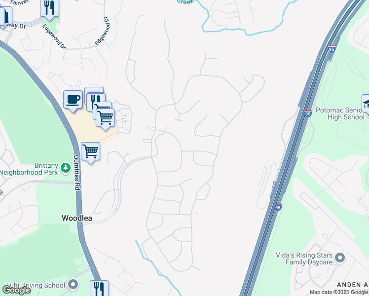 map of restaurants, bars, coffee shops, grocery stores, and more near 16489 Sparkling Brook Loop in Montclair