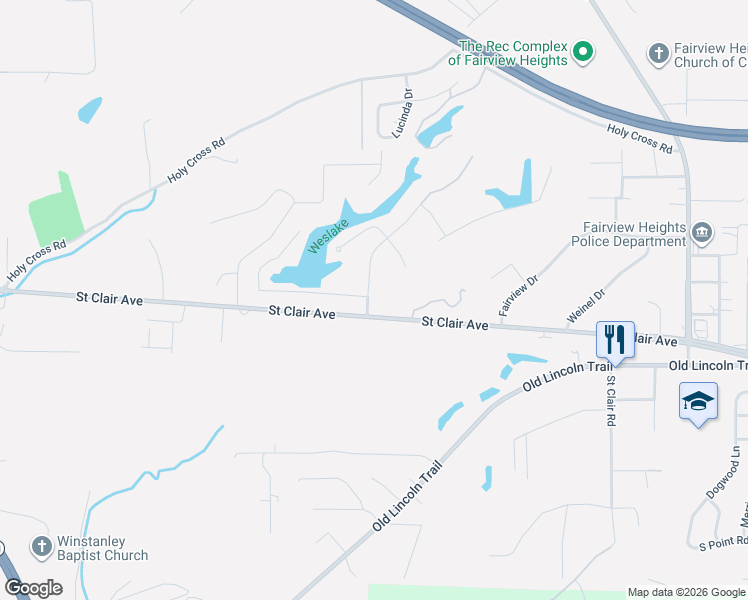 map of restaurants, bars, coffee shops, grocery stores, and more near 2 Estates View Drive in Fairview Heights