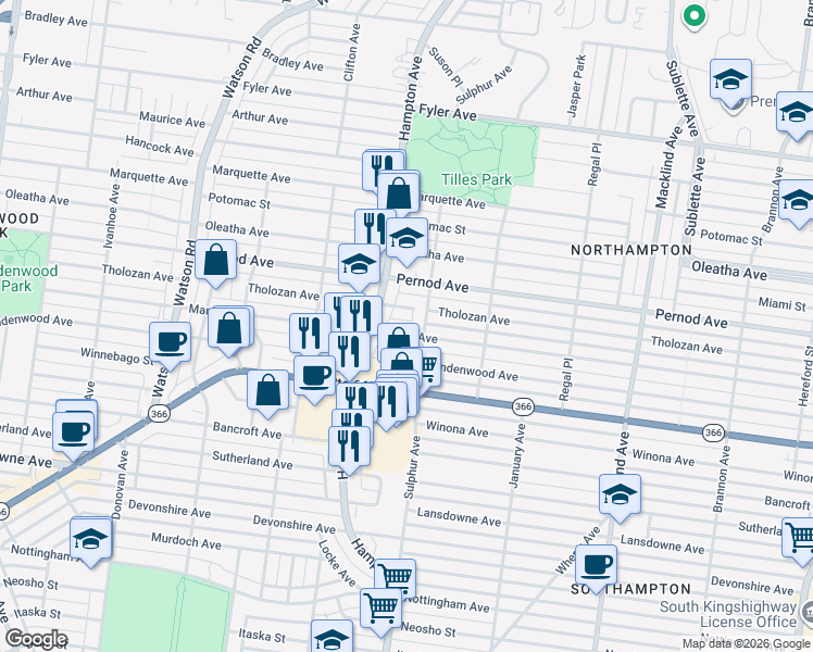 map of restaurants, bars, coffee shops, grocery stores, and more near 5831 Mardel Avenue in St. Louis
