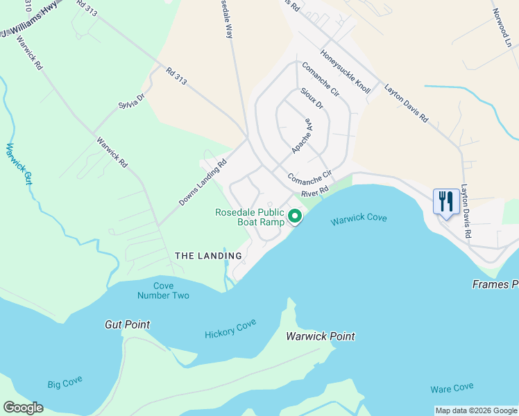 map of restaurants, bars, coffee shops, grocery stores, and more near 136 Crepe Myrtle Drive in Millsboro