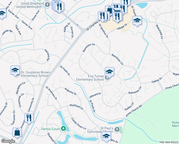 map of restaurants, bars, coffee shops, grocery stores, and more near 1756 Brightwell Court in Waldorf