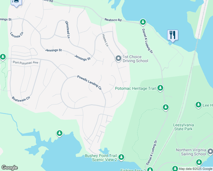 map of restaurants, bars, coffee shops, grocery stores, and more near 1809 Efty Court in Woodbridge