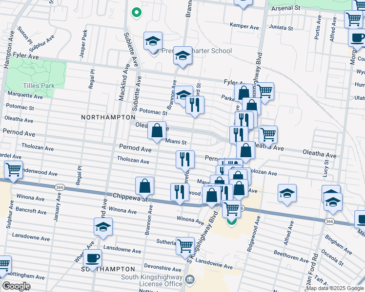 map of restaurants, bars, coffee shops, grocery stores, and more near 3540 Hereford Street in St. Louis